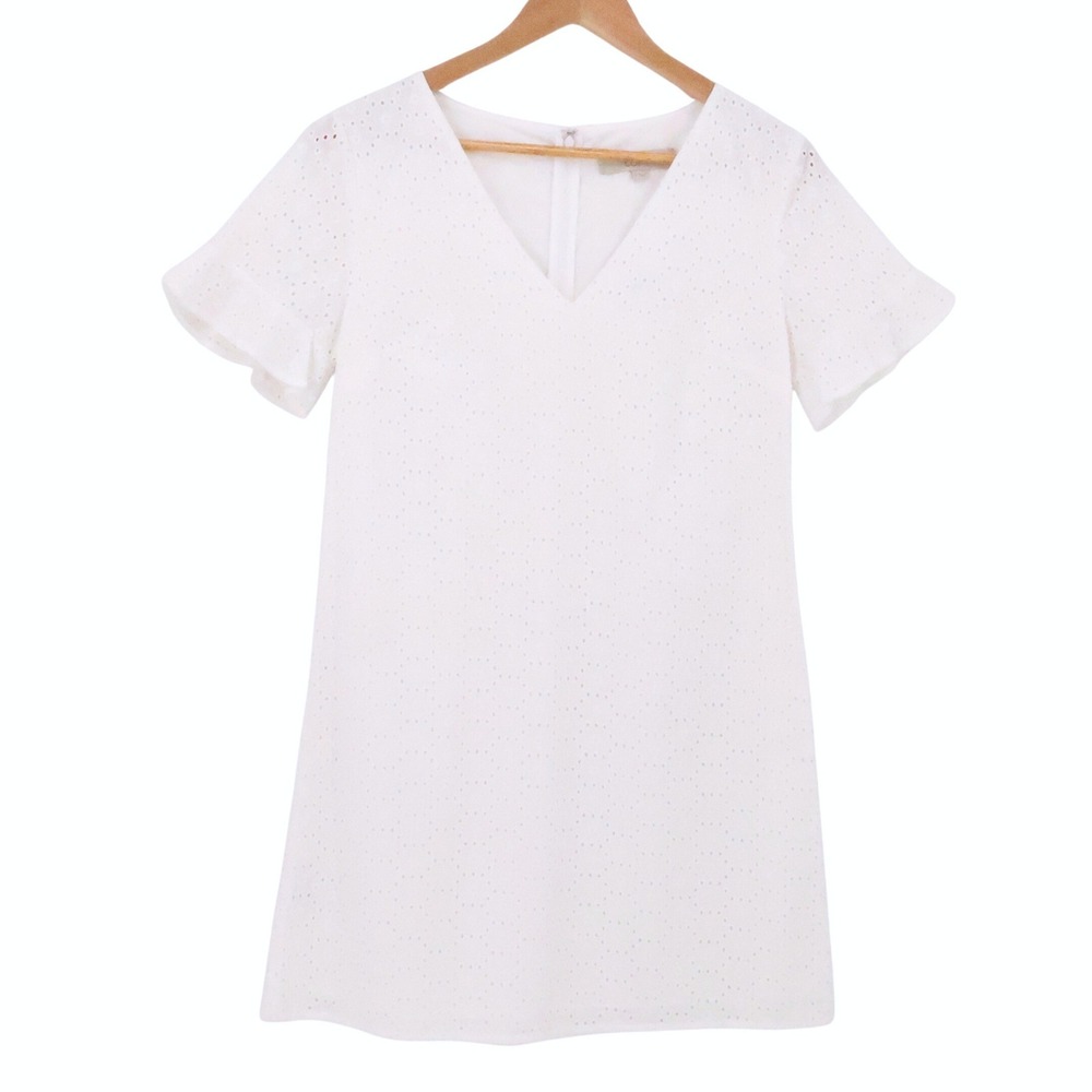 LOFT Eyelet Shift Dress Womens Size 2 Little White Dress Bridal Graduation NWT